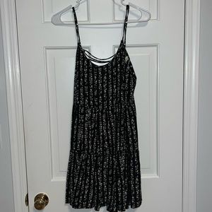 Black and White Adjustable Back Flowy Mini Dress